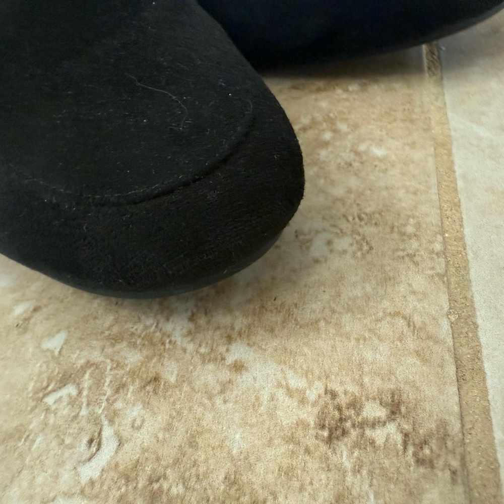 Black Suede Mule Loafers with Gold Chain Detail - Picture 9 of 10